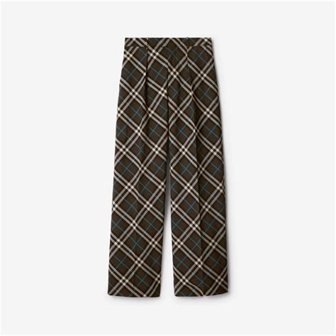 burberry 40284061|Check Wool Blend Tailored Trousers in Snug .